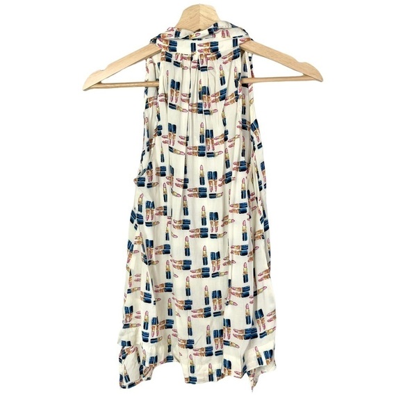 Anthropologie Maeve Tesni Lipstick Swing Button Down Tank Top 2 - Picture 3 of 5